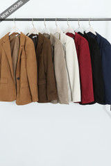 Faux Suede Single Button Blazer