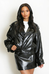 Vinyl Biker Jacket and Mini Skirt