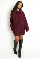 V Neck Oversized Jumper With Scarf Neck