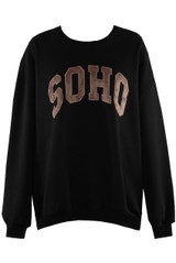 SOHO Embroidered Slogan Sweatshirt