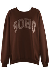 SOHO Embroidered Slogan Sweatshirt