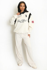 Slogan Contrast Collar Top