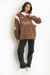 Slogan Contrast Collar Top