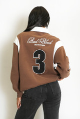 Slogan Contrast Collar Top