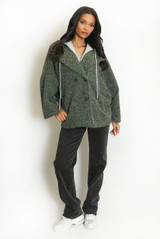 Borg Jacket with Contrast Hood