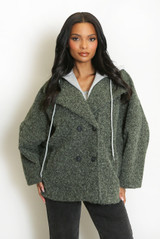 Borg Jacket with Contrast Hood