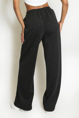 Pintuck Studded Wide Leg Trousers