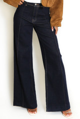 Front Seam Wide Leg Denim Jeans