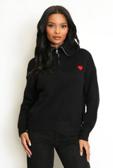 Half Zip Funnel Neck Wool Jumper