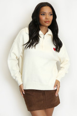 Half Zip Funnel Neck Wool Jumper