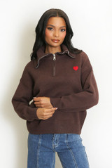 Half Zip Funnel Neck Wool Jumper