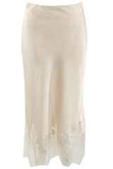 Satin Lace Hem Midi Skirt