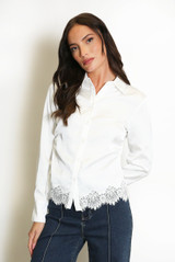 Satin Lace Hem Blouse