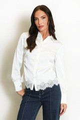 Satin Lace Hem Blouse