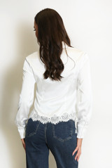 Satin Lace Hem Blouse
