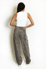 Animal Print Barrel Leg Jeans
