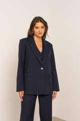 Pinstripe Single Button Blazer