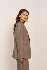 Pinstripe Single Button Blazer