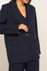 Pinstripe Single Button Blazer