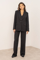 Pinstripe Single Button Blazer