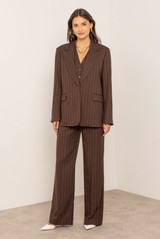 Pinstripe Single Button Blazer
