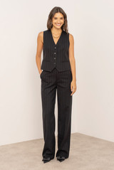 Pinstripe Straight Leg Trousers