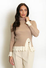 Frill Hem Roll Neck Jumper