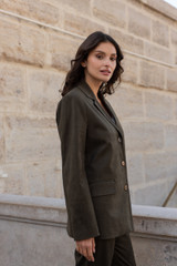 Faux Suede Single Breasted Blazer