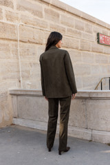 Faux Suede Single Breasted Blazer