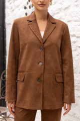 Faux Suede Single Breasted Blazer