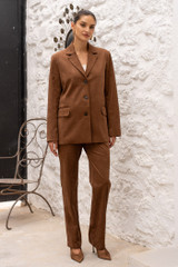 Faux Suede Single Breasted Blazer