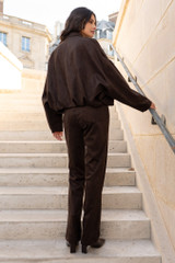 Faux Suede Bubble Hem Bomber Jacket