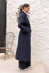 Pinstripe Wool Duster Coat