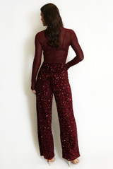 Sequin High Waisted Wide Leg Trouser