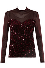 Mesh Sequin Long Sleeve Top