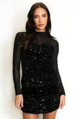 Mesh Sequin Long Sleeve Top