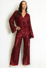 Striped Sequin Wide Leg Trouser