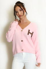 H Motif Wool Blend Cardigan 