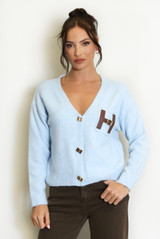 H Motif Wool Blend Cardigan 