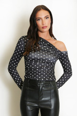 Polka Dot One Shoulder Top