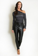 Polka Dot One Shoulder Top