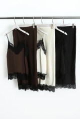 Lace Hem Cami And Satin Skirt Set