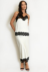 Lace Hem Cami And Satin Skirt Set