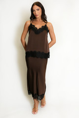 Lace Hem Cami And Satin Skirt Set