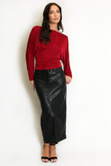 Studded Batwing Gathered Top 