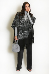 Printed Tassel Hem Poncho
