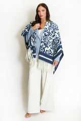 Printed Tassel Hem Poncho