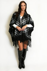 Printed Tassel Hem Poncho