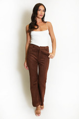 Faux Suede Flare Trousers 
