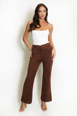Faux Suede Flare Trousers 